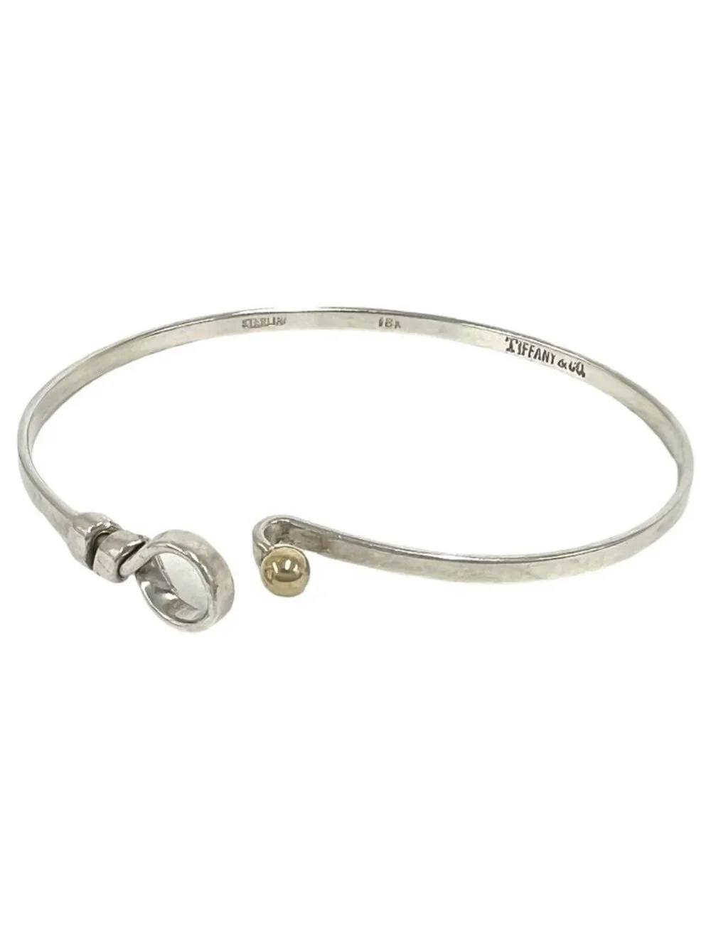 Tiffany & Co Vintage Hook Eye Bangle Silver Gold Bracelet